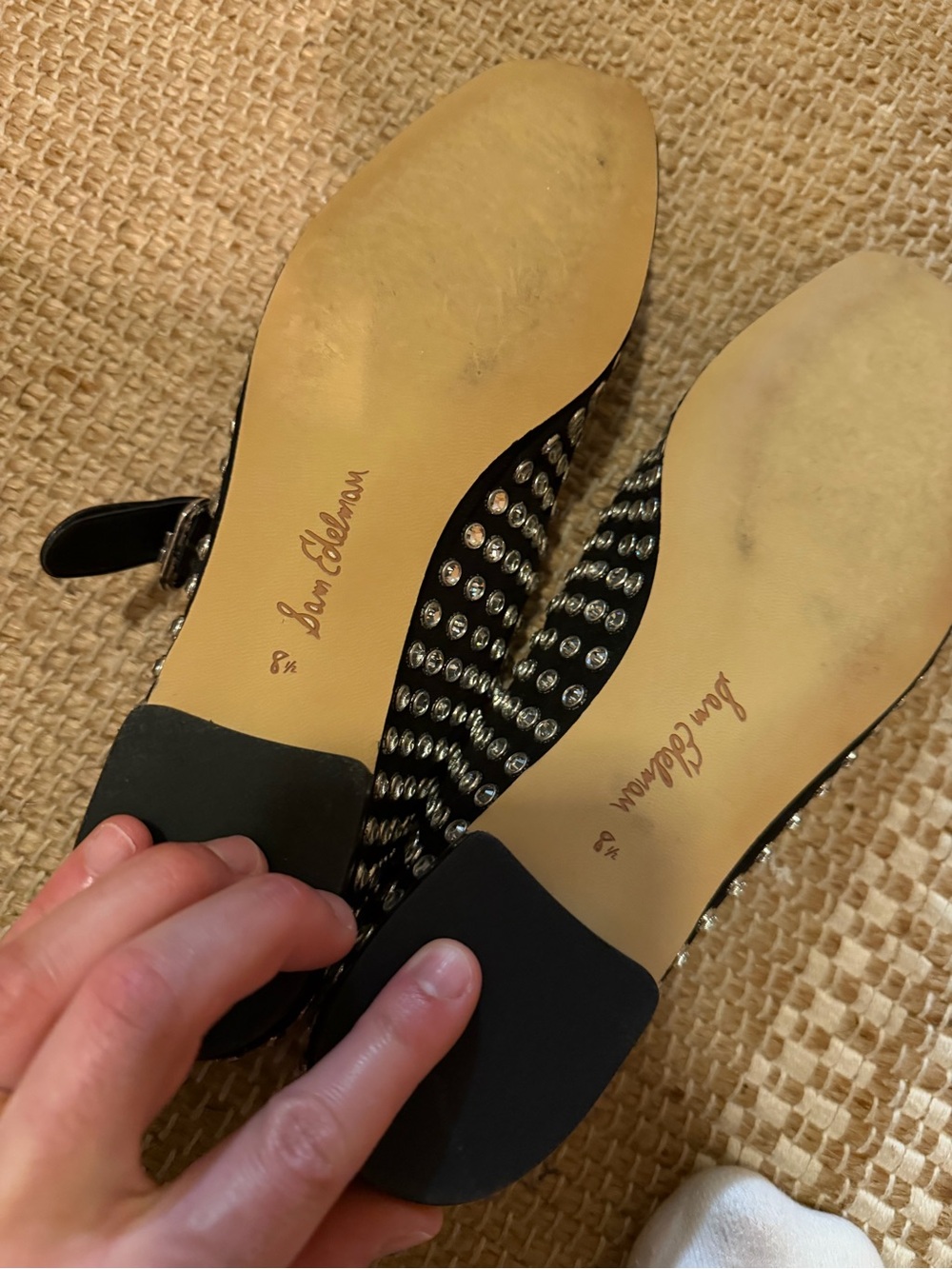 Sam Edelman Black Studded Mary Jane Flats - Picture 3 of 4